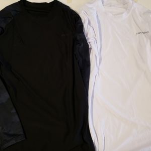 Devops Lot Of 2 Long Sleeve Muscle Athletic Shirt Mens Medium Black Camo & White